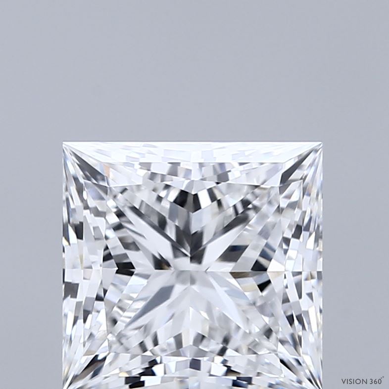 3.28 Carat Princess Shaped, Ideal Cut, E Color, VVS2 Clarity, IGI Certified Lab Grown Diamond