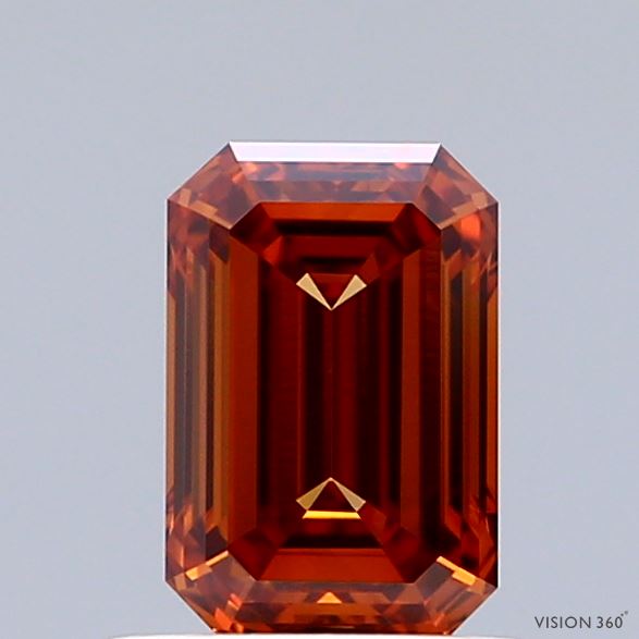 1.01 Carat Emerald Shaped, Ideal Cut, FANCY VIVID ORANGE Color, VVS2 Clarity, IGI Certified Lab Grown Diamond