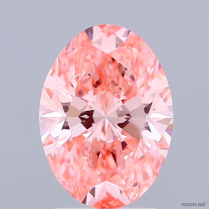 2.05 Carat Oval Shaped, Ideal Cut, FANCY VIVID PINK Color, VVS2 Clarity, IGI Certified Lab Grown Diamond