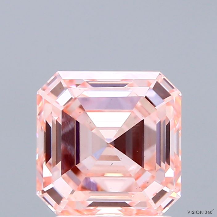 2.52 Carat Asscher Shaped, Excellent Cut, FANCY INTENSE PINK Color, VS2 Clarity, IGI Certified Lab Grown Diamond