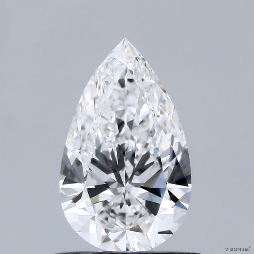 0.83 Carat Pear Shaped, Ideal Cut, D Color, VVS2 Clarity, IGI Certified Lab Grown Diamond