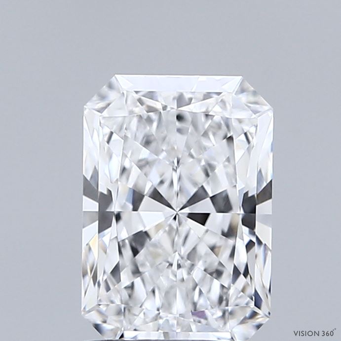 1.62 Carat Radiant Shaped, Ideal Cut, D Color, VVS1 Clarity, IGI Certified Lab Grown Diamond