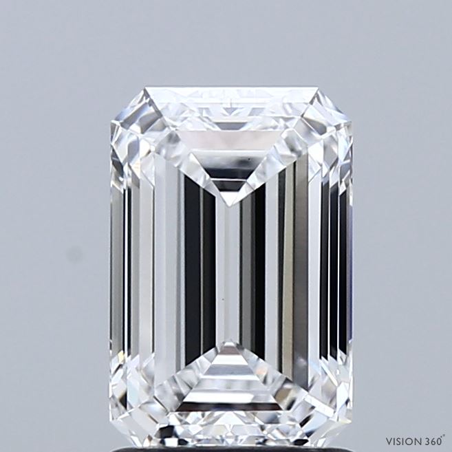1.62 Carat Emerald Shaped, Ideal Cut, D Color, VS1 Clarity, IGI Certified Lab Grown Diamond