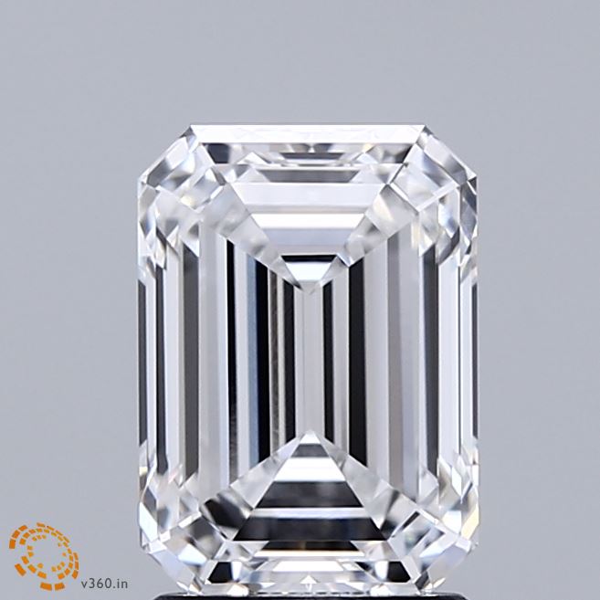 2.11 Carat Emerald Shaped, Ideal Cut, D Color, VVS1 Clarity, IGI Certified Lab Grown Diamond