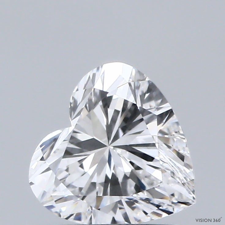 0.91 Carat Heart Shaped, Very Good Cut, D Color, VVS2 Clarity, IGI Certified Lab Grown Diamond