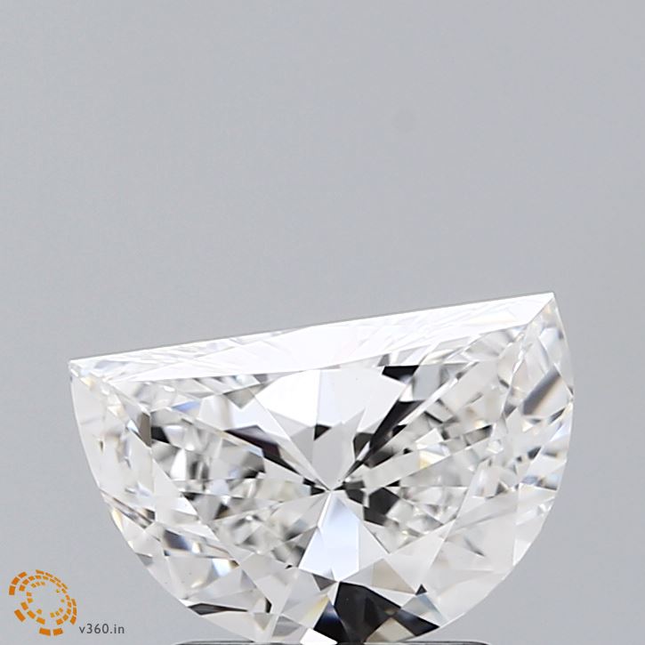 1.53 Carat Half Moon Shaped, Very Good Cut, E Color, VS1 Clarity, IGI Certified Lab Grown Diamond