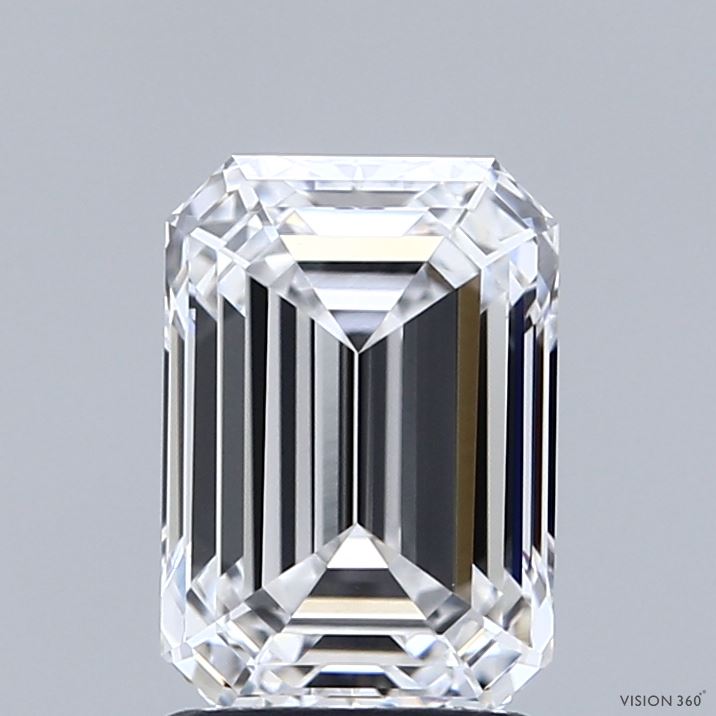 2.05 Carat Emerald Shaped, Ideal Cut, D Color, VVS1 Clarity, IGI Certified Lab Grown Diamond