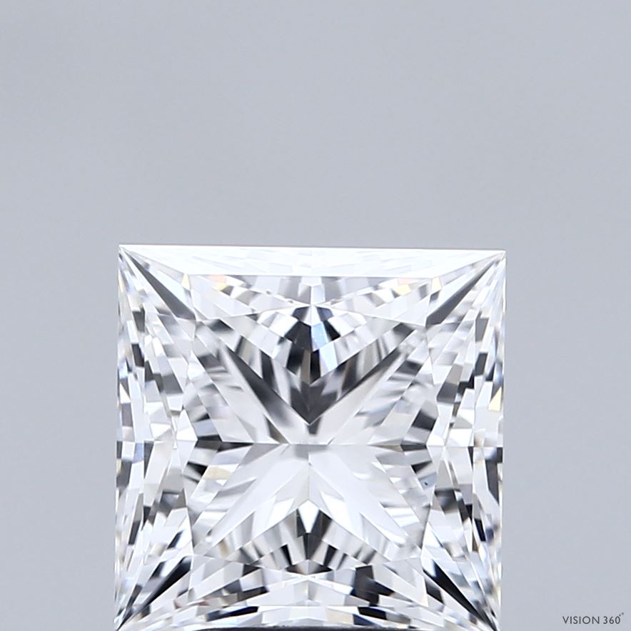 3.62 Carat Princess Shaped, Ideal Cut, E Color, VS1 Clarity, IGI Certified Lab Grown Diamond