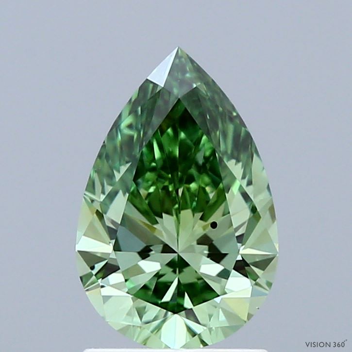 1.50 Carat Pear Shaped, Ideal Cut, FANCY VIVID GREEN Color, VS2 Clarity, IGI Certified Lab Grown Diamond