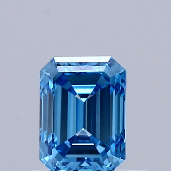 0.45 Carat Emerald Shaped, Excellent Cut, FANCY VIVID BLUE Color, VS1 Clarity, IGI Certified Lab Grown Diamond