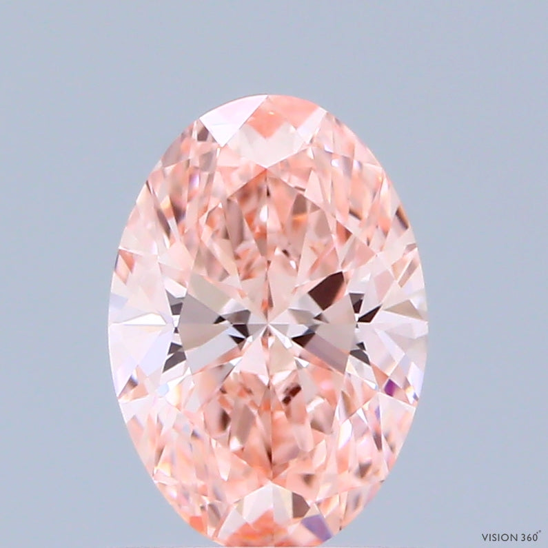 0.94 Carat Oval Shaped, Ideal Cut, FANCY VIVID PINK Color, VVS2 Clarity, IGI Certified Lab Grown Diamond