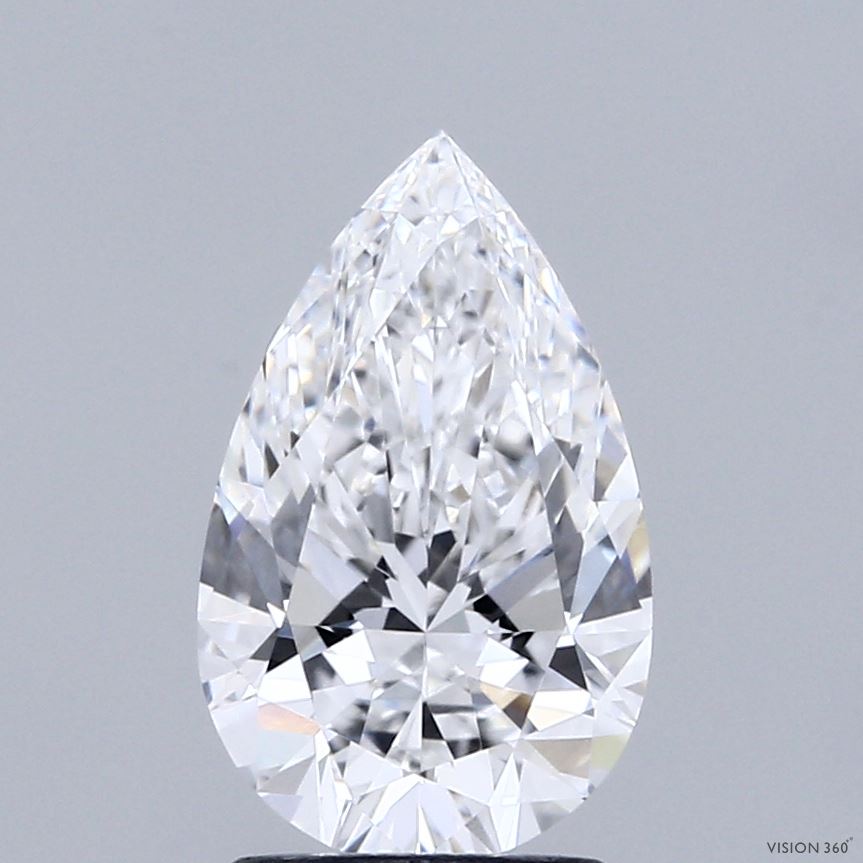1.92 Carat Pear Shaped, Ideal Cut, E Color, VVS2 Clarity, IGI Certified Lab Grown Diamond