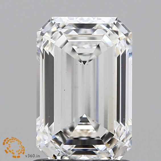1.52 Carat Emerald Shaped, Ideal Cut, G Color, VS1 Clarity, IGI Certified Lab Grown Diamond