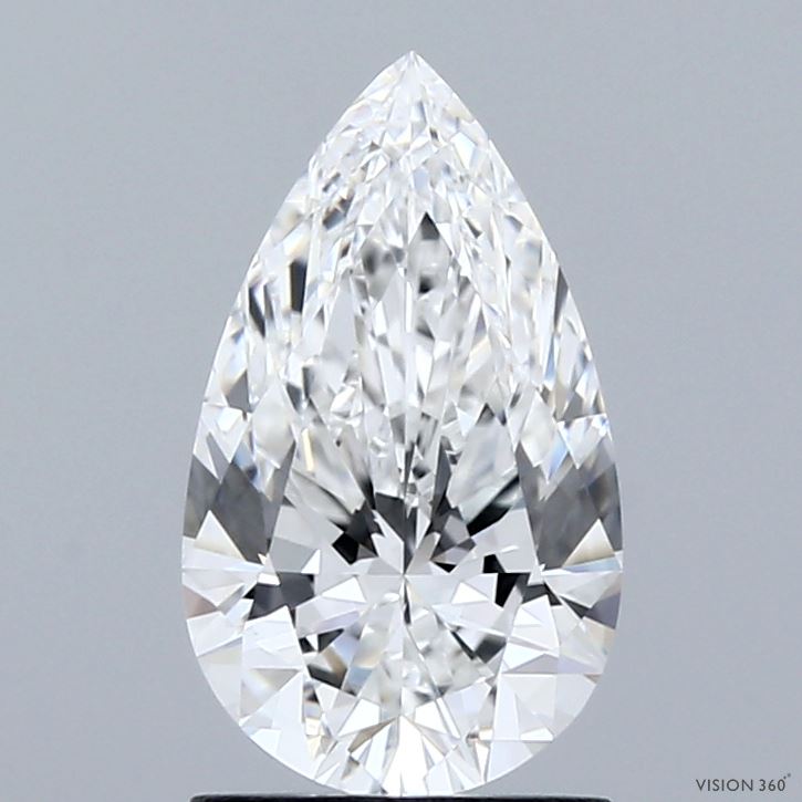 1.50 Carat Pear Shaped, Ideal Cut, E Color, VVS2 Clarity, IGI Certified Lab Grown Diamond