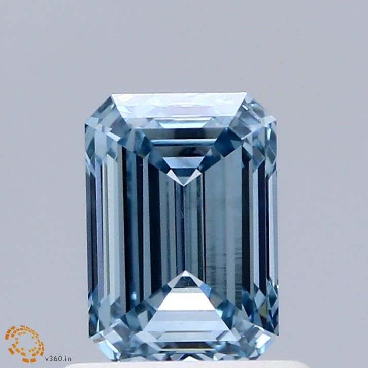 0.91 Carat Emerald Shaped, Ideal Cut, FANCY INTENSE BLUE Color, VVS2 Clarity, IGI Certified Lab Grown Diamond