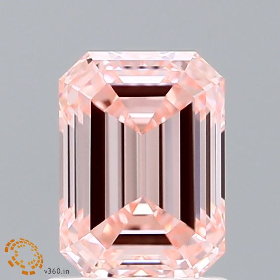 1.51 Carat Emerald Shaped, Ideal Cut, FANCY INTENSE PINK Color, VVS2 Clarity, IGI Certified Lab Grown Diamond