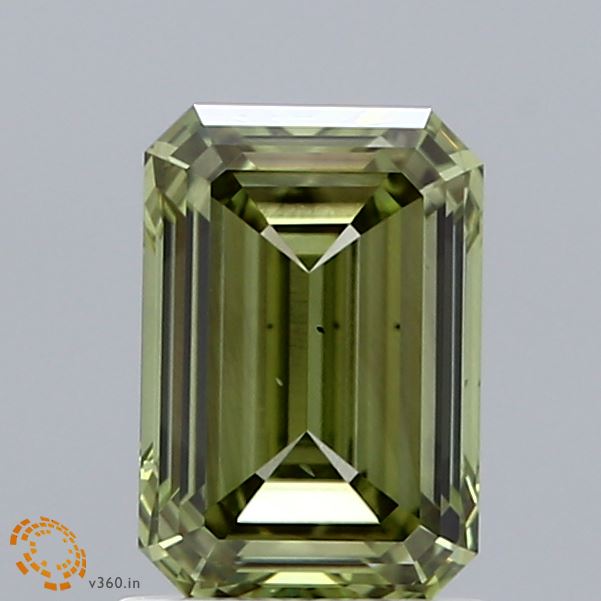 1.50 Carat Emerald Shaped, Ideal Cut, FANCY INTENSE GREEN Color, VS2 Clarity, IGI Certified Lab Grown Diamond