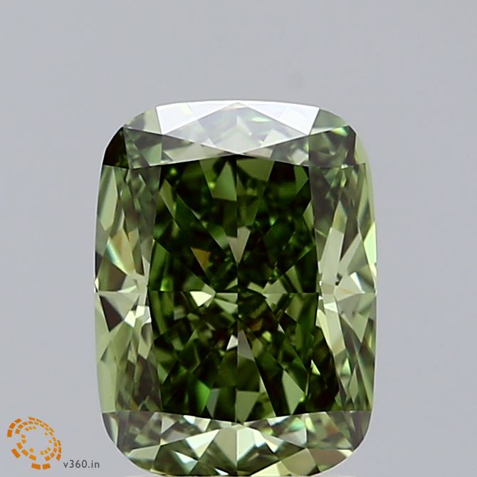 2.08 Carat Cushion Shaped, Ideal Cut, FANCY VIVID GREEN Color, VS1 Clarity, IGI Certified Lab Grown Diamond