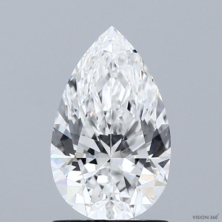 1.39 Carat Pear Shaped, Ideal Cut, E Color, VVS1 Clarity, IGI Certified Lab Grown Diamond