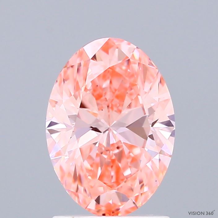 1.53 Carat Oval Shaped, Ideal Cut, FANCY VIVID PINK Color, VS1 Clarity, IGI Certified Lab Grown Diamond