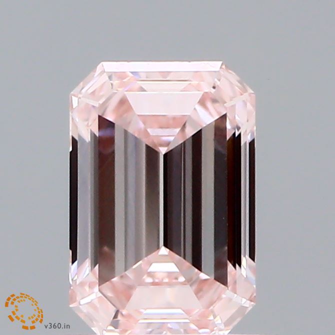 0.82 Carat Emerald Shaped, Ideal Cut, FANCY PINK Color, VVS2 Clarity, IGI Certified Lab Grown Diamond