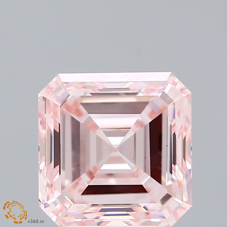 3.40 Carat Asscher Shaped, Excellent Cut, FANCY INTENSE PINK Color, VS1 Clarity, IGI Certified Lab Grown Diamond