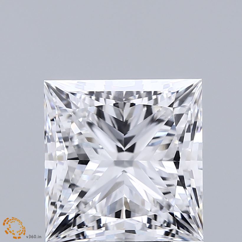 4.69 Carat Princess Shaped, Ideal Cut, E Color, VVS2 Clarity, IGI Certified Lab Grown Diamond