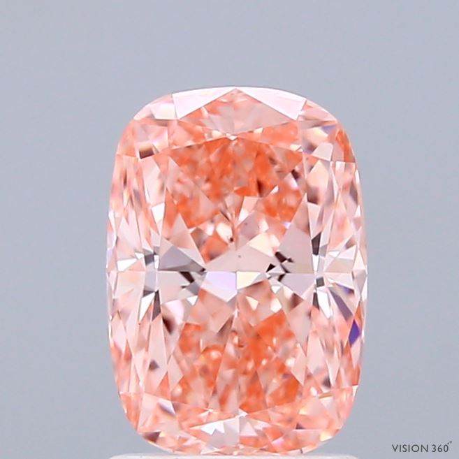 1.51 Carat Cushion Shaped, Ideal Cut, FANCY VIVID PINK Color, VS1 Clarity, IGI Certified Lab Grown Diamond