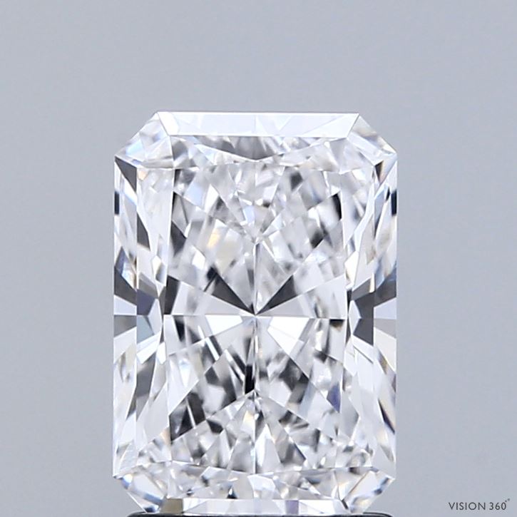 2.02 Carat Radiant Shaped, Ideal Cut, D Color, VVS2 Clarity, IGI Certified Lab Grown Diamond