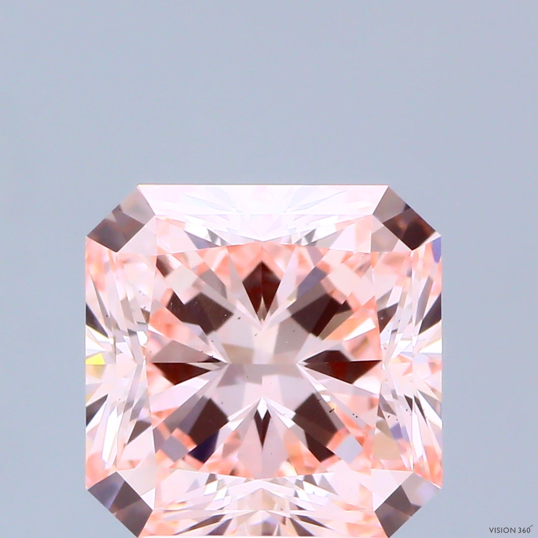 3.24 Carat Radiant Shaped, Ideal Cut, FANCY INTENSE PINK Color, VS1 Clarity, IGI Certified Lab Grown Diamond