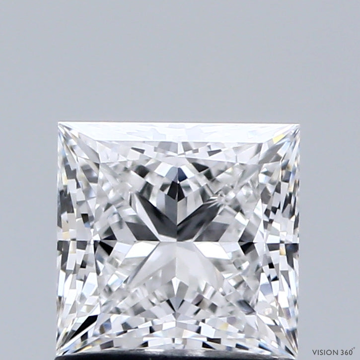 1.12 Carat Princess Shaped, Ideal Cut, E Color, VVS1 Clarity, IGI Certified Lab Grown Diamond