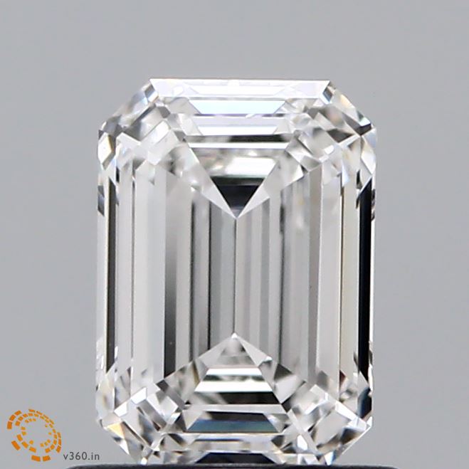 0.93 Carat Emerald Shaped, Ideal Cut, F Color, VS1 Clarity, IGI Certified Lab Grown Diamond