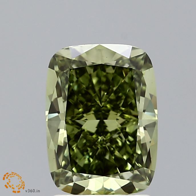 2.10 Carat Cushion Shaped, Excellent Cut, FANCY VIVID GREEN Color, VS1 Clarity, IGI Certified Lab Grown Diamond