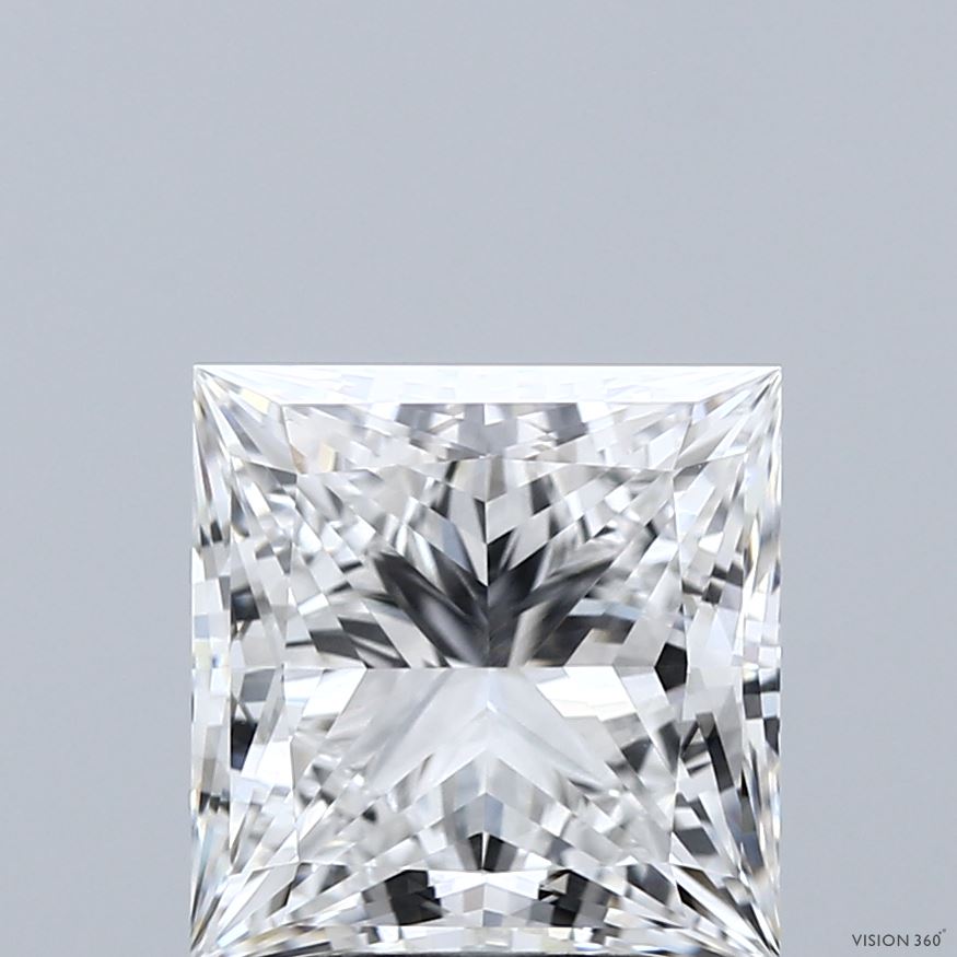 3.69 Carat Princess Shaped, Ideal Cut, E Color, VVS2 Clarity, IGI Certified Lab Grown Diamond