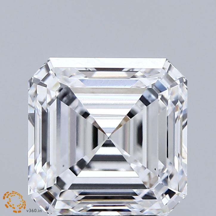 4.00 Carat Asscher Shaped, Ideal Cut, D Color, VS1 Clarity, IGI Certified Lab Grown Diamond