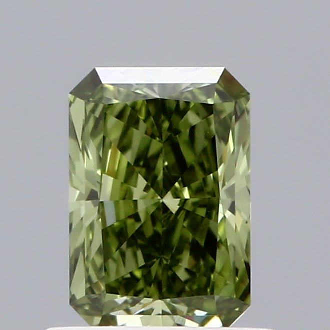 0.71 Carat Radiant Shaped, Ideal Cut, FANCY VIVID GREEN Color, VVS2 Clarity, IGI Certified Lab Grown Diamond