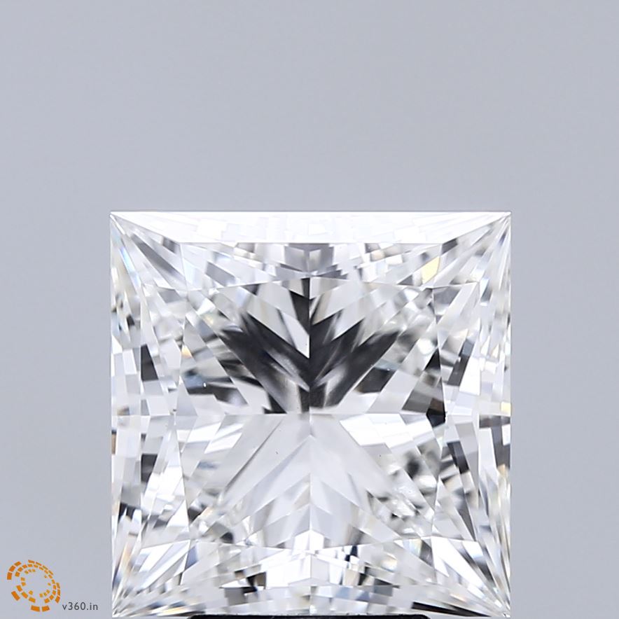 5.11 Carat Princess Shaped, Ideal Cut, F Color, VVS2 Clarity, IGI Certified Lab Grown Diamond