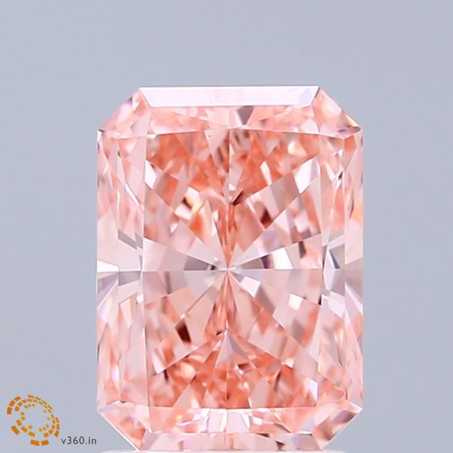 2.04 Carat Radiant Shaped, Ideal Cut, FANCY VIVID PINK Color, VS1 Clarity, IGI Certified Lab Grown Diamond