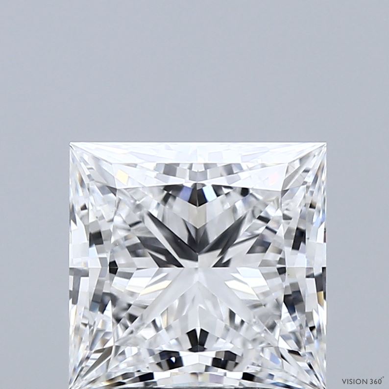 3.13 Carat Princess Shaped, Ideal Cut, D Color, VVS2 Clarity, IGI Certified Lab Grown Diamond