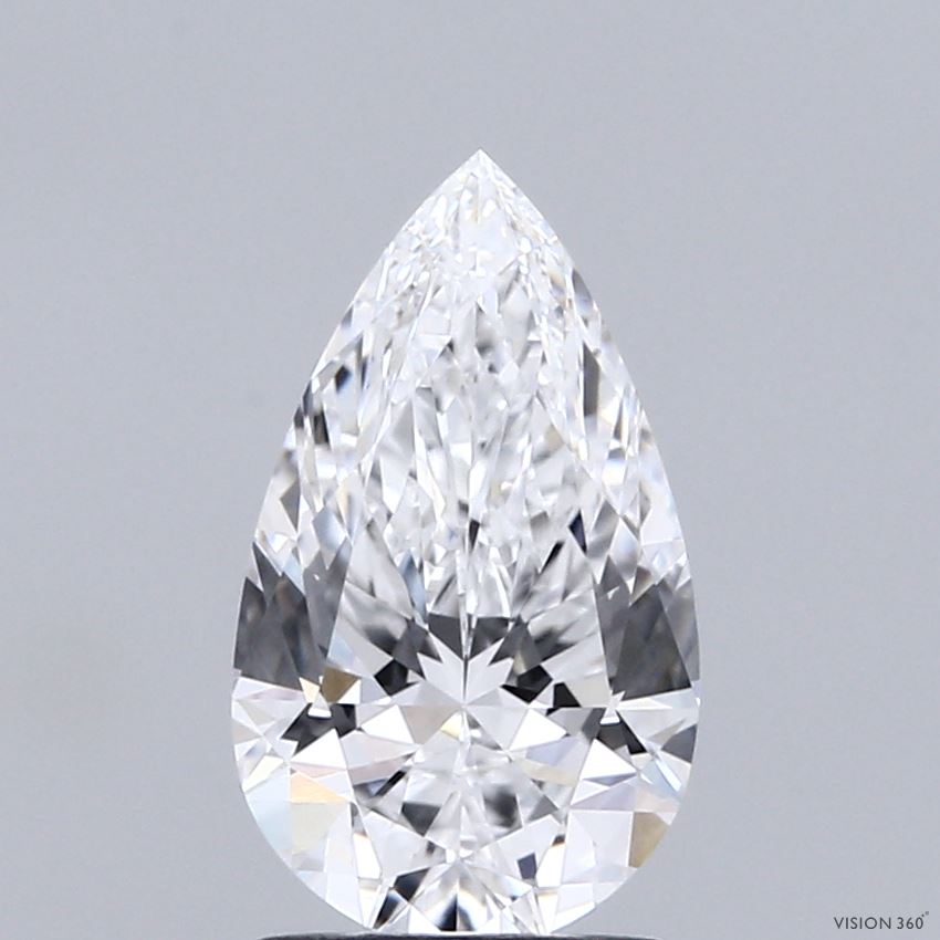 1.64 Carat Pear Shaped, Ideal Cut, D Color, VVS1 Clarity, IGI Certified Lab Grown Diamond