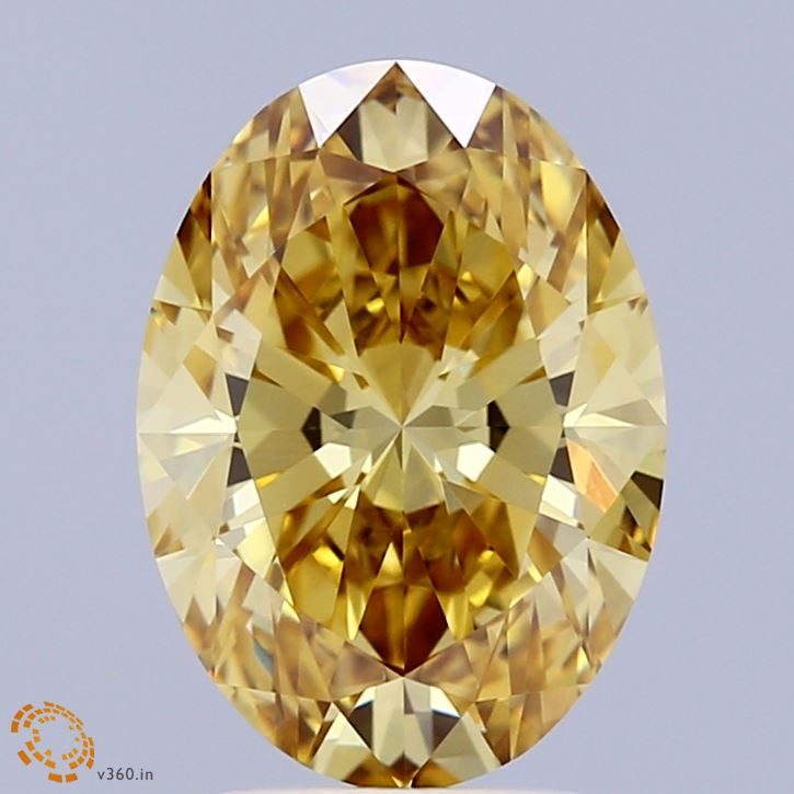 2.74 Carat Oval Shaped, Ideal Cut, FANCY INTENSE YELLOW Color, VVS2 Clarity, IGI Certified Lab Grown Diamond