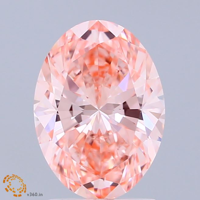 1.93 Carat Oval Shaped, Ideal Cut, FANCY VIVID PINK Color, VVS2 Clarity, IGI Certified Lab Grown Diamond