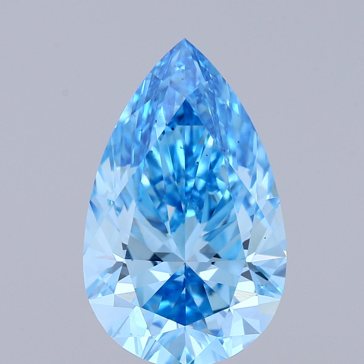3.57 Carat Pear Shaped, Ideal Cut, FANCY VIVID BLUE Color, VS2 Clarity, IGI Certified Lab Grown Diamond