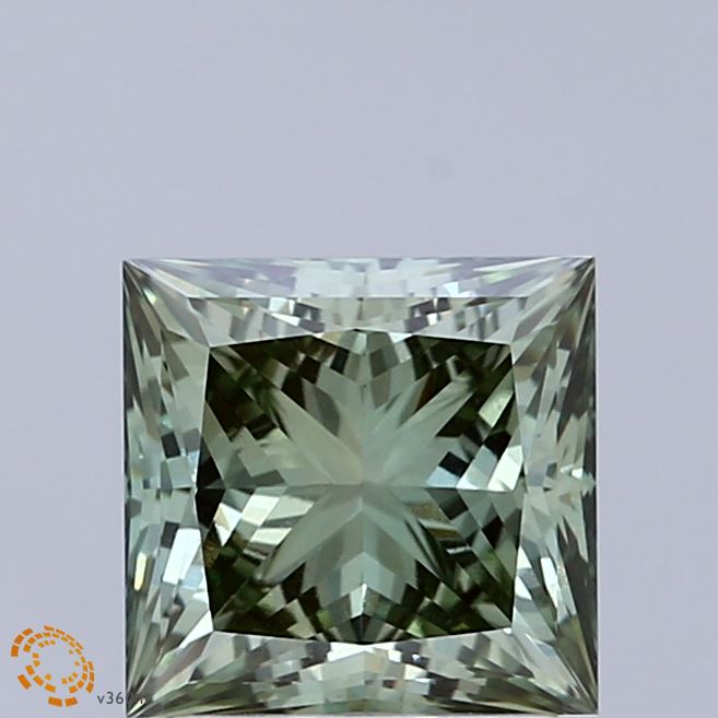 2.00 Carat Princess Shaped, Ideal Cut, FANCY VIVID GREEN Color, VVS2 Clarity, IGI Certified Lab Grown Diamond