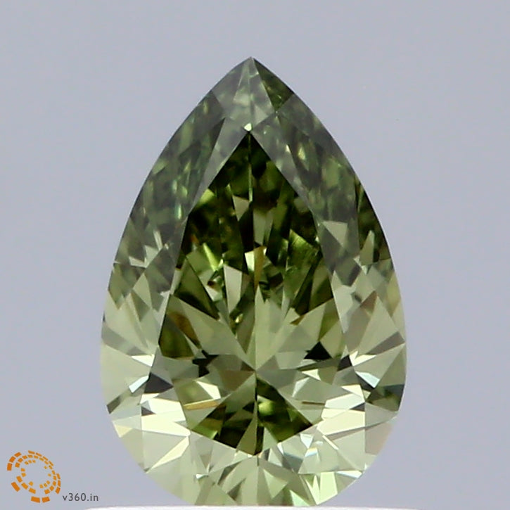 0.74 Carat Pear Shaped, Ideal Cut, FANCY VIVID GREEN Color, VS1 Clarity, IGI Certified Lab Grown Diamond
