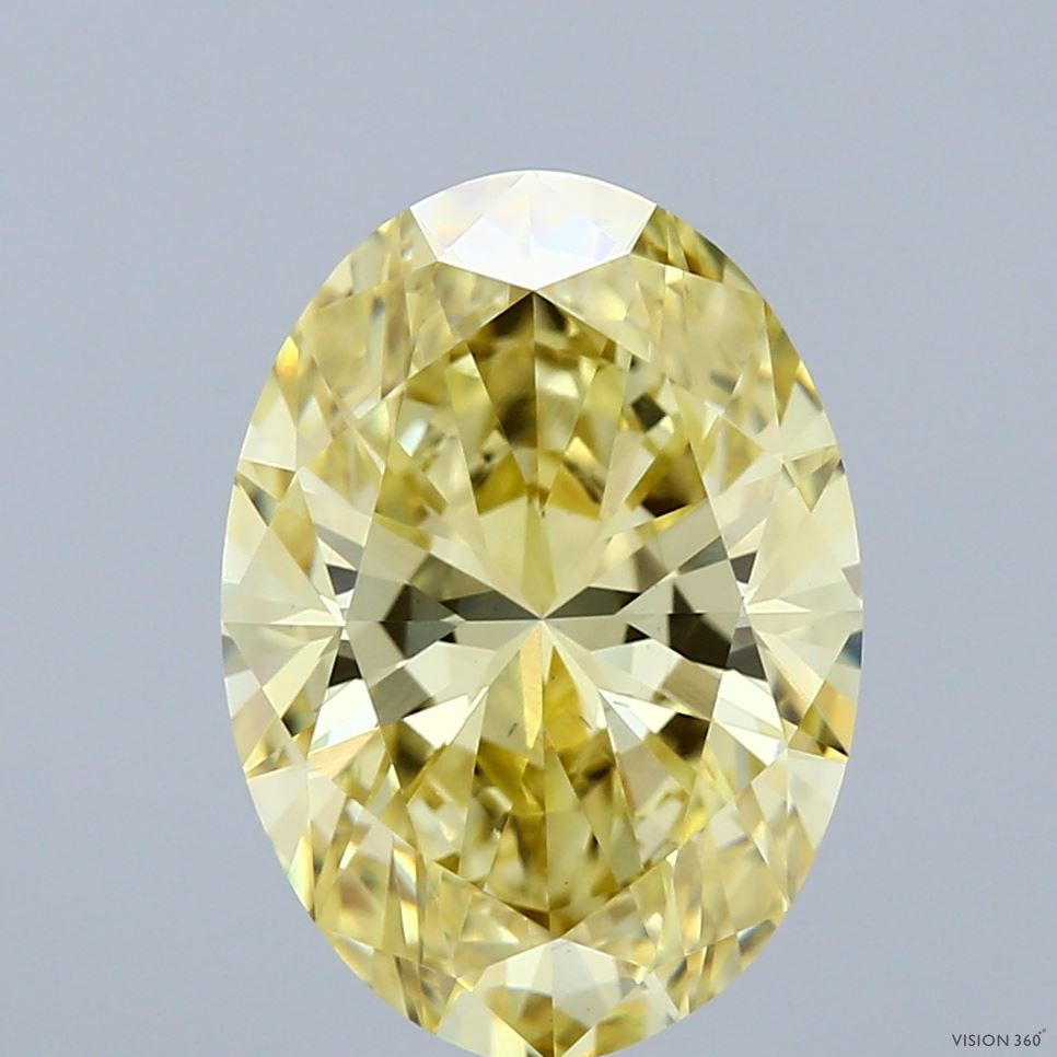 4.12 Carat Oval Shaped, Ideal Cut, FANCY INTENSE YELLOW Color, VS2 Clarity, IGI Certified Lab Grown Diamond