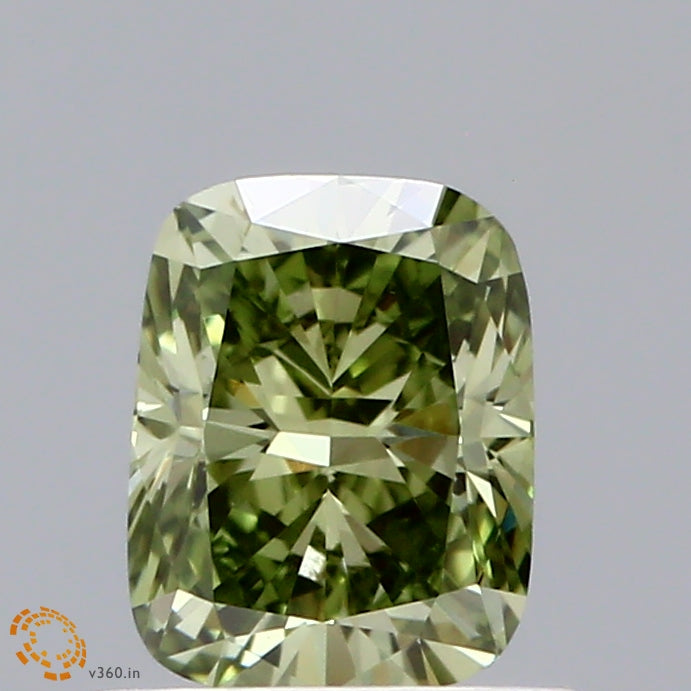 0.82 Carat Cushion Shaped, Excellent Cut, FANCY VIVID GREEN Color, VVS2 Clarity, IGI Certified Lab Grown Diamond