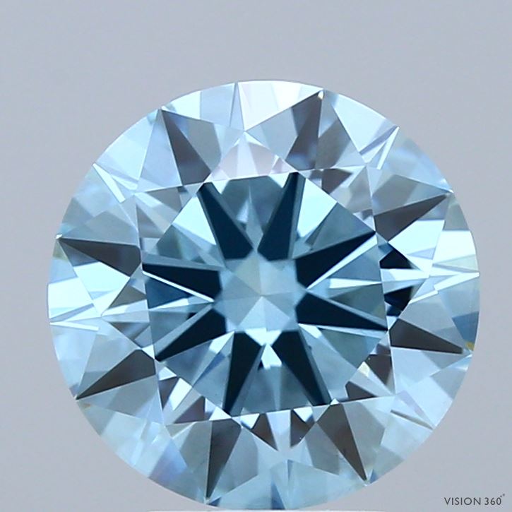 3.08 Carat Round Shaped, Ideal Cut, FANCY VIVID BLUE Color, VVS2 Clarity, IGI Certified Lab Grown Diamond