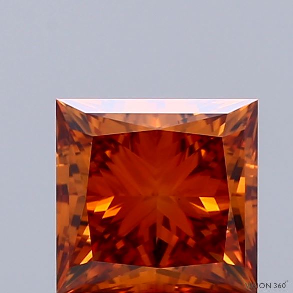 1.51 Carat Princess Shaped, Ideal Cut, FANCY VIVID ORANGE Color, VS1 Clarity, IGI Certified Lab Grown Diamond