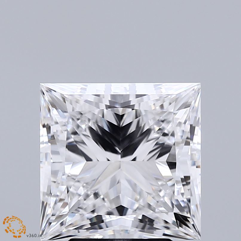 4.06 Carat Princess Shaped, Ideal Cut, E Color, VVS2 Clarity, IGI Certified Lab Grown Diamond
